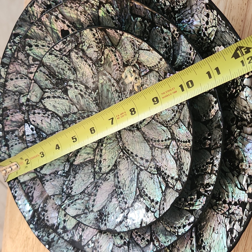 Abalone Iridescent Shell Pattern Bowls Set Of 3 - Picture 2 of 8